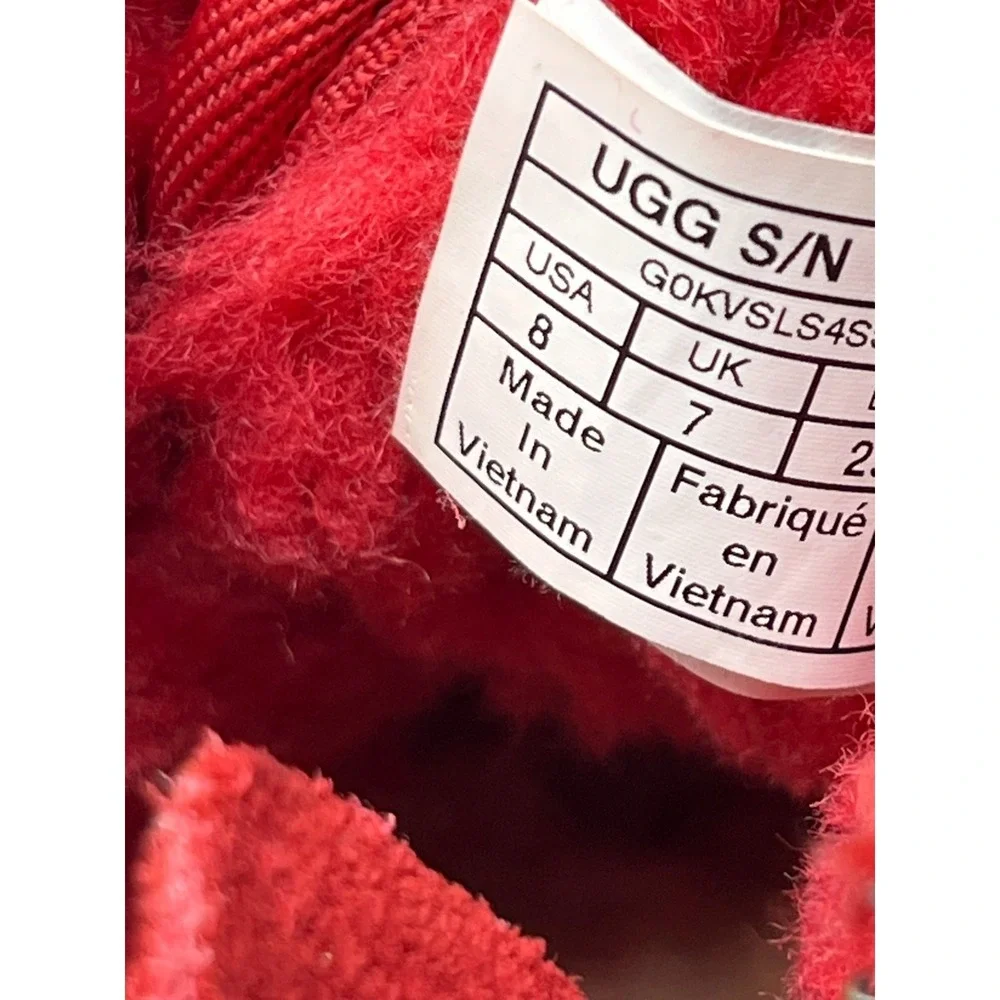 UGG Neumel‎ Boots Shoes Toddler Size 8 Red Suede Zip Ankle Sherpa Lined